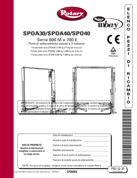2 post lift spoa 30 40 spo 40 600m 700e  pb23230   