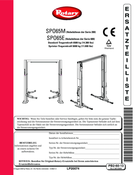 2 post lift spo 65 e  pb26013  