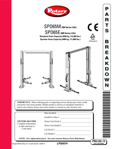 2 post lift spo 65 e  pb26013  