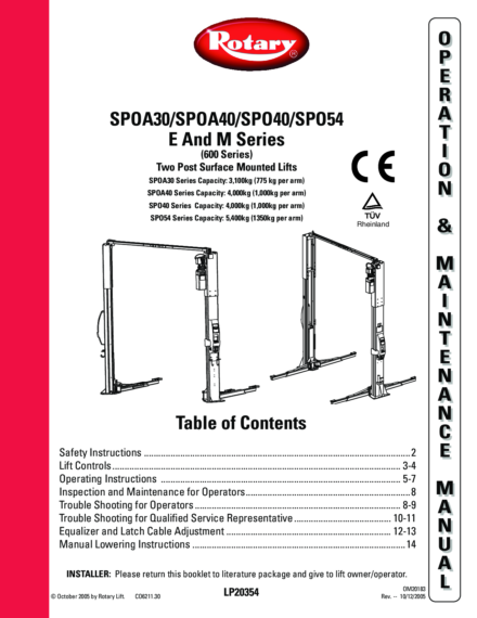 2 post lift spoa 30 40 spo 40 54 m e 600  om20183   a