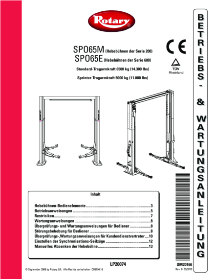 2 post lift spo 65  om20166  