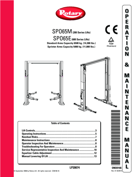 2 post lift spo 65  om20166  