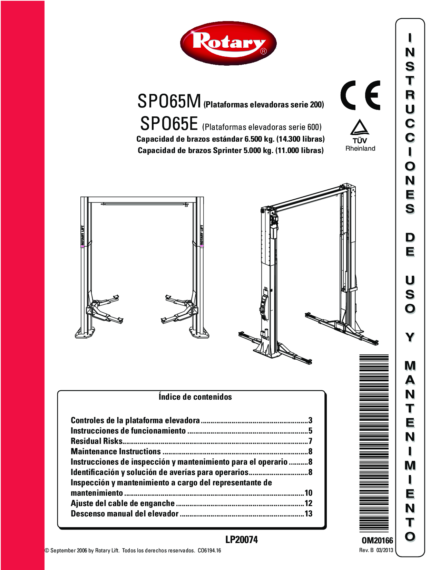 2 post lift spo 65  om20166  