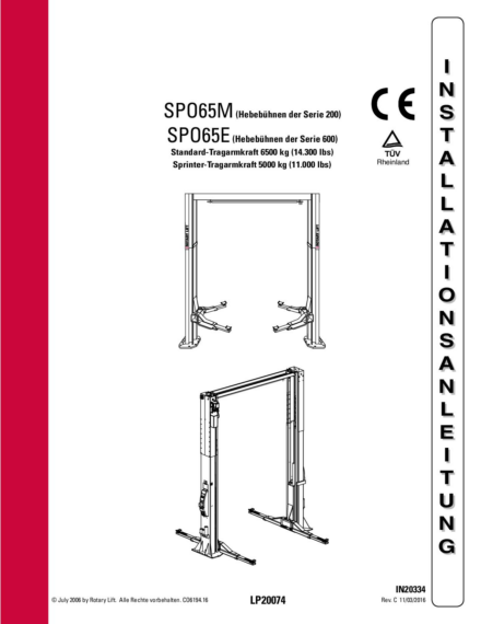 2 post lift spo65e im in20334  