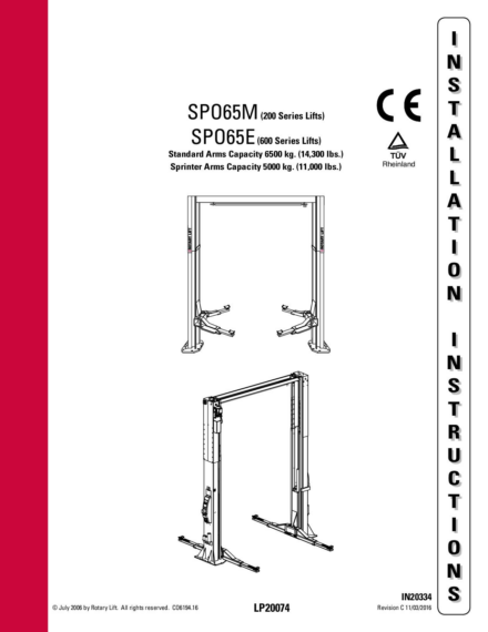 2 post lift spo65e im in20334  