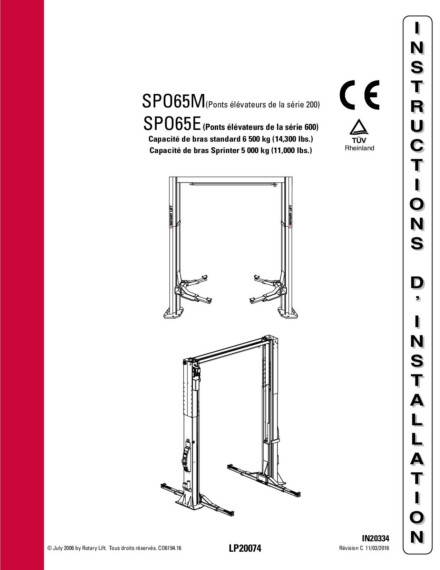 2 post lift spo65e im in20334  