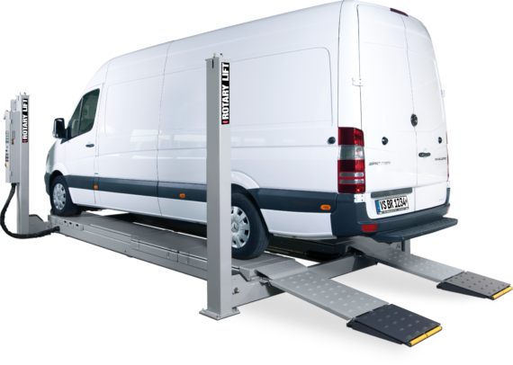 4 post lift sm 55 mercedes sprinter at bottom 