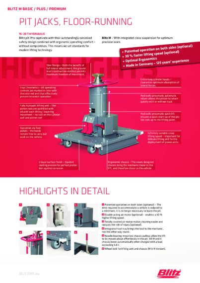 Pit lift floor running blitz m 126456   