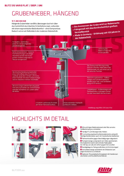 Pit lift suspended blitz s15 vario  126788   