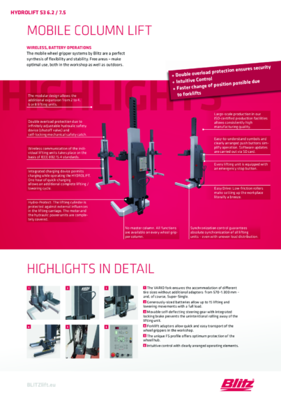 Mobile column lift hydrolift s3 6 2 7 5  127067   