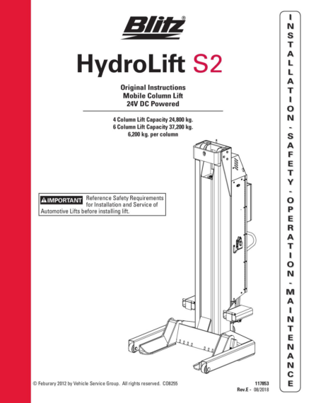 Mobile column lift hydrolift s2 6 2c2   117853   rev d