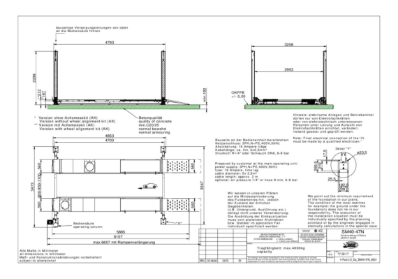 4 post lift da sm40 47n 8631