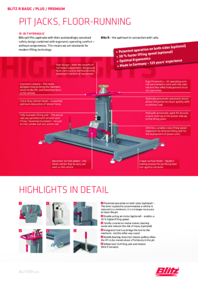 Pit lift floor running blitz r 126462   