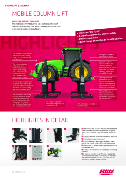 Mobile column lift hydrolift s2 agrar big foot  129212  2020  
