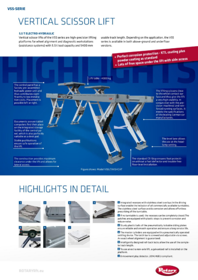 Vertical Scissor Lifts V55 models BR 127830   