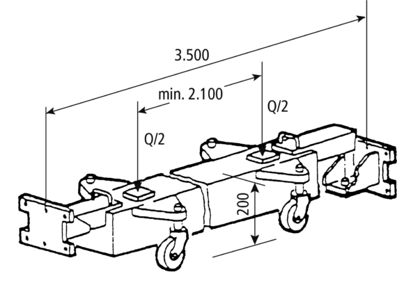 Wheel free cross beam for U-versions | Capacity 20000 kg