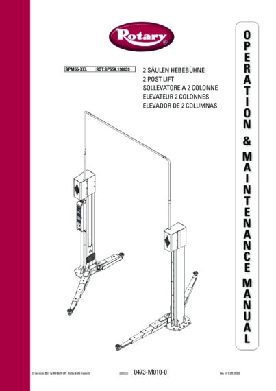 2 post lift SPM55 XEL IM 0473 M010 0 rev0 multi 