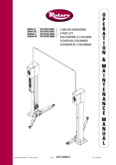 2 post lifts spm42 xl spm42 xel spma42 x spma42 xe im 0473 m009 0 rev0 multi 