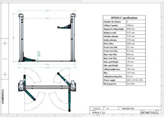 2 post lift SPM32 C TD 0474  01  2023 