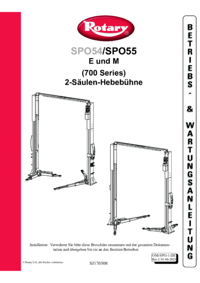 2 Post Lift SPO55 OM DC OM SPO 1 DE  Rev C