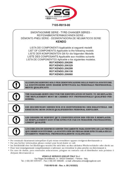 Tyre changers KendoEvo SP 7105 R019 00 VSG rev00 5L rev00 multi 