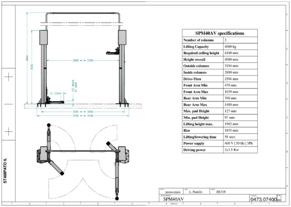 2 post lift spm40av td 0473 0740 0 00  