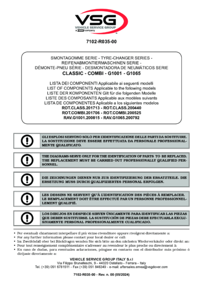 Tyre changer rotclass combi ravg1001 g1065  7102 r035 00 vsg rev00 5l multi 