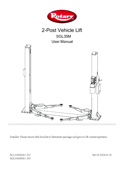 2 post lift SGL35M IM  