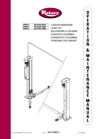 2 post lift SPM32 E SPM32 C IM 0474 M005 0 rev3 multi 