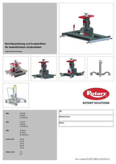 Floor running pit lift OM SP 118691   Rev K