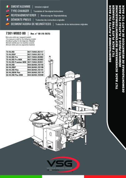 Tyre Changers ROTTS45 RAVSG45 IM 7301 M002 00 VSG rev00 MULTI 2025