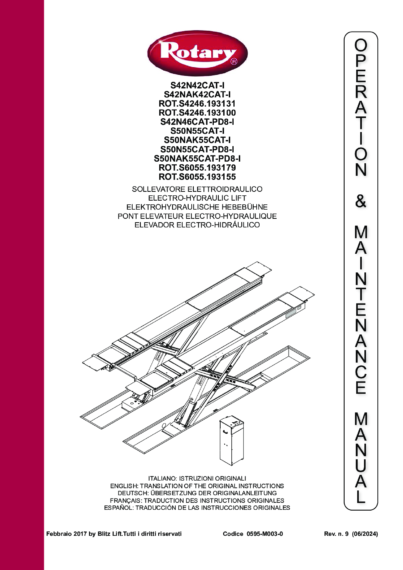 Scissor Lifts S42N S50N S60N AK 42 46 55 CAT PD8 I IM 0592 M003 0 REV9 multi