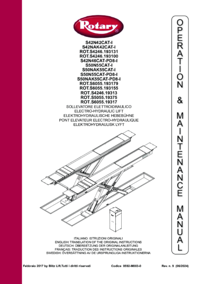 Scissor Lifts S42N S50N S60N AK 42 46 55 CAT PD8 I IM 0592 M003 0 REV9 multi swe