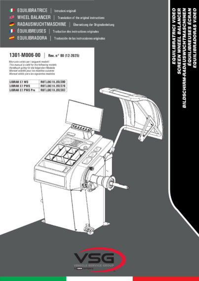 Wheel balancer Librak C1 IM 1301 M006 00 VSG rev00 5L MULTI 2025