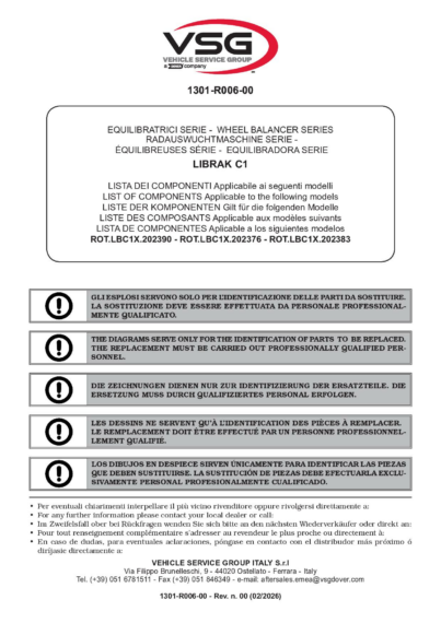 Wheel balancer Librak C1 SP 1301 R006 00 VSG rev00) 5L MULTI