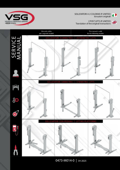 2 Post Lifts KPX32 KPX32R KPX32P KPX32EVBMW SDX32 SPMA32 KPX35 KPX35E KPX35EV KPX35EEV SDX35 SDX35EV SPMA35X SPMA35XE SPMA35XEV UNITED SERIES IM 0473 M0140 rev5 MULTI