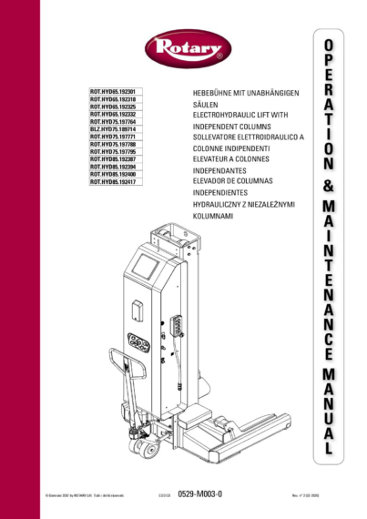 Mobile Column Lifts HYD65 HYD75 HYD85 IM 0529 M003 0 Rev2 multi 